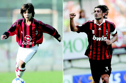 在父亲的带领下,小马尔蒂尼(下)已经成长为一名职业球员. ic photo